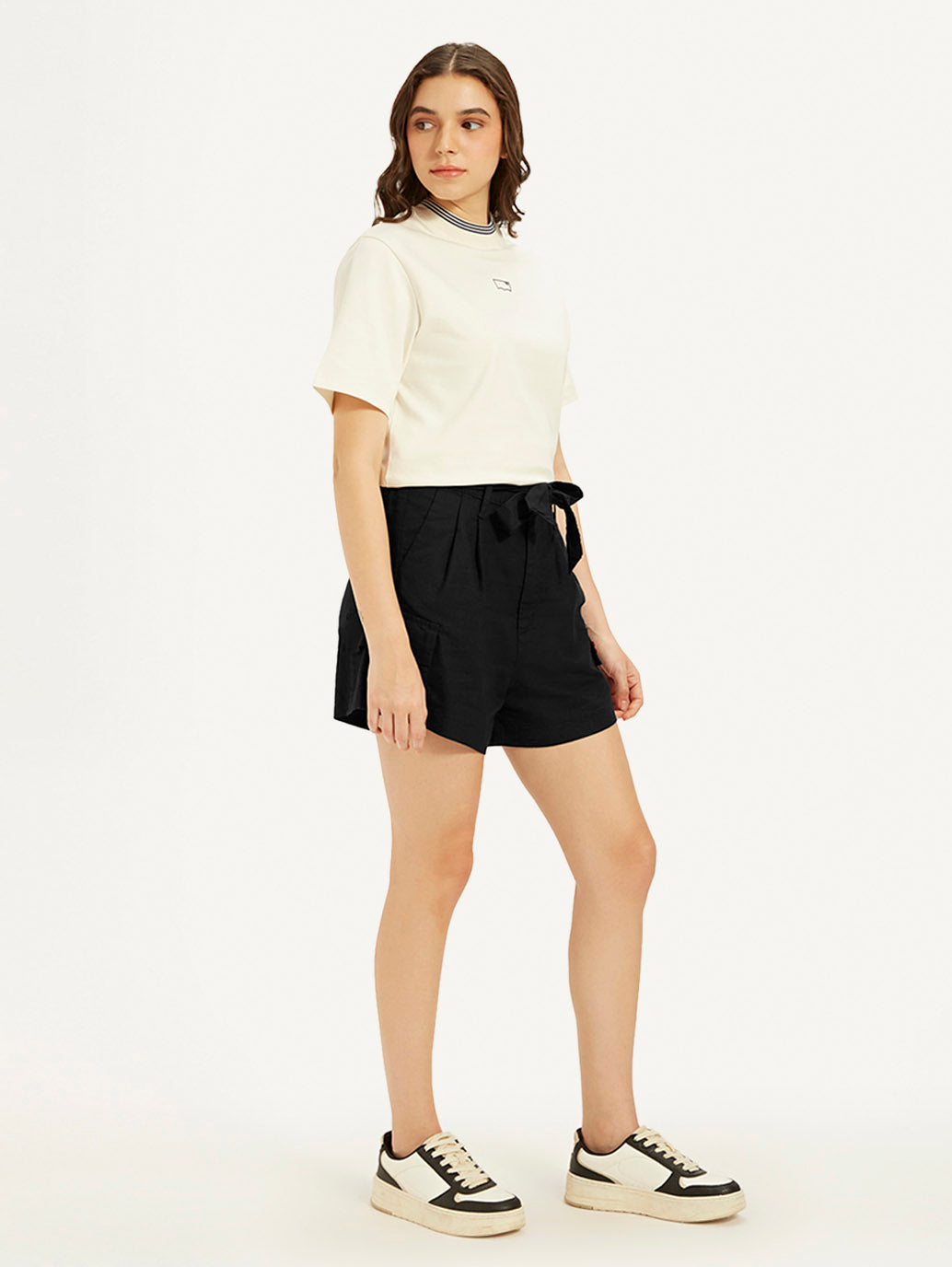 Women's Mid Rise Black Relaxed Fit Shorts - 1349f32ab543ac4a336cb35256a535ff View