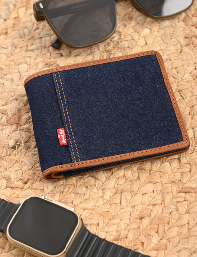 Men's Blue Solid Bi-fold Wallet