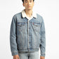 Men's Solid Blue Collar Neck Denim Jacket - c554bbca-5cdc-4abd-83ec-97812356076a View