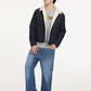 Men's Solid Navy Spread Collar Denim Jacket - lifestyle View