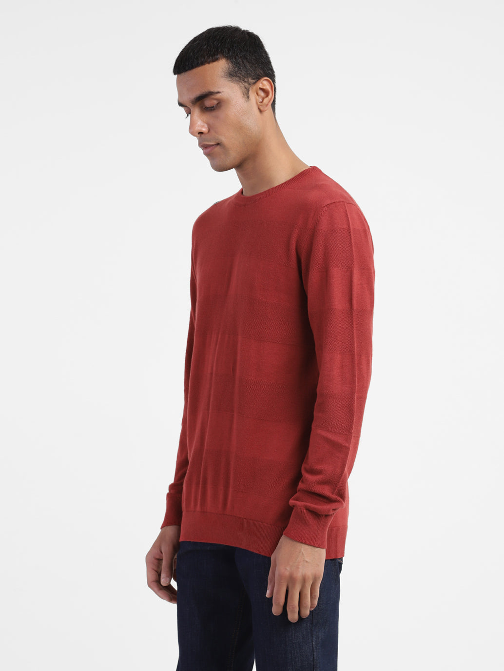 Men's Solid Crew Neck Sweater Red