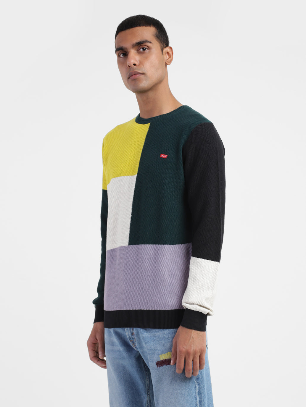 Men's Colorblock Round Neck Sweater
