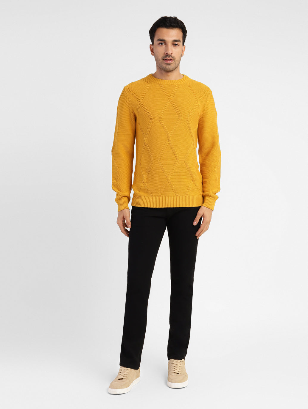 Men's Self Design Crew Neck Sweater