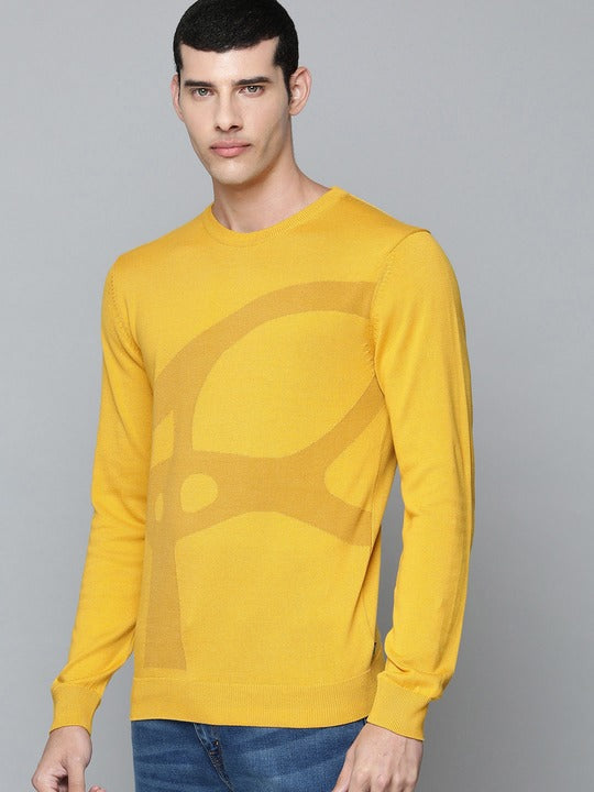 Men's Abstract Print Crew Neck Sweater