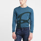 Men's Solid Blue Crew Neck Sweater