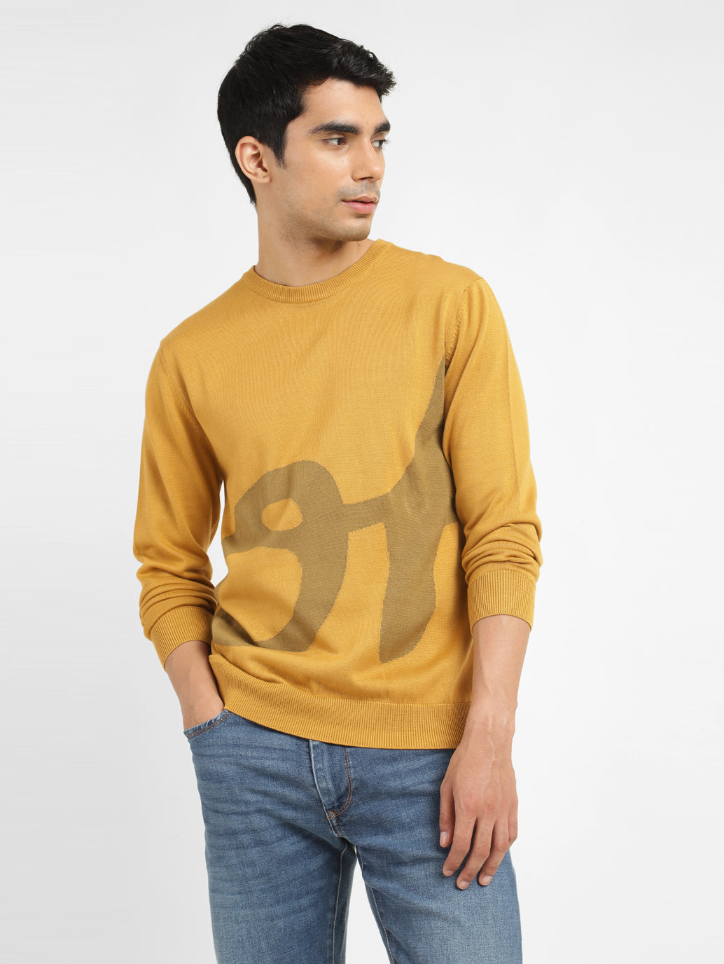 Mustard yellow shop crew neck sweater