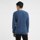 Men's Solid Blue Crew Neck Sweater - Back View