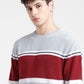 Men's Colorblock Red Crew Neck Sweater