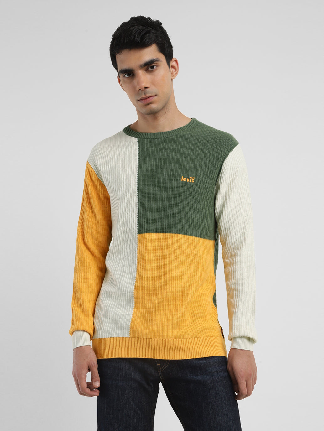 Men's Colorblock Crew Neck Sweater - Main Image
