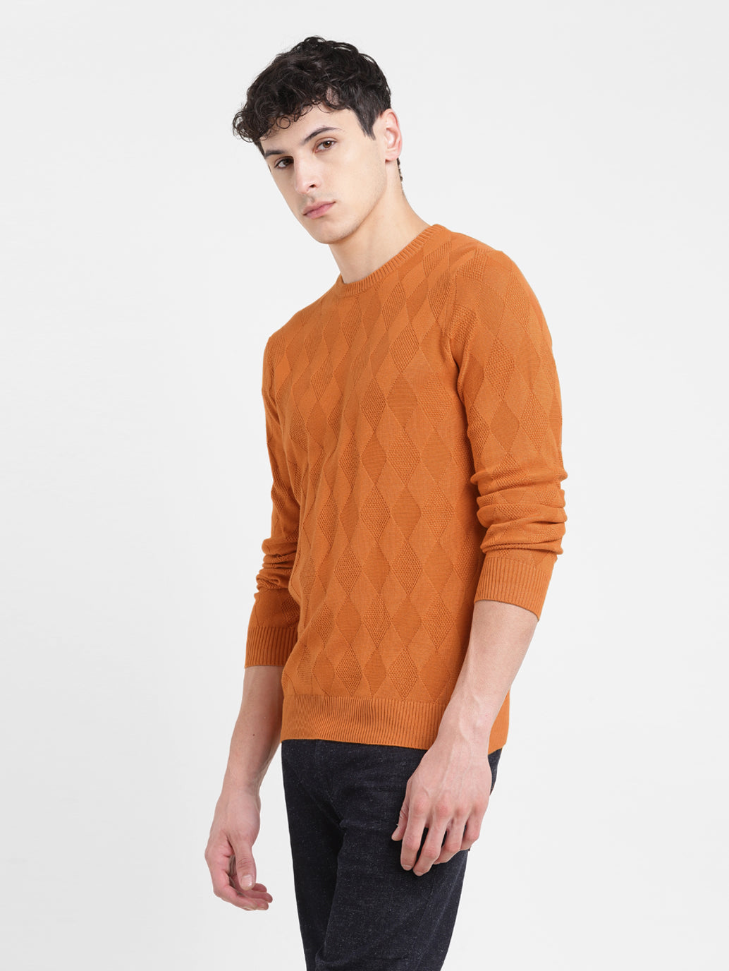 Orange crew neck clearance sweater