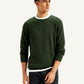 Men's Textured Olive Crew Neck Sweater