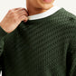 Men's Textured Olive Crew Neck Sweater