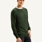 Men's Textured Olive Crew Neck Sweater