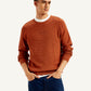 Men's Textured Rust Crew Neck Sweater