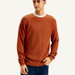 Men's Textured Rust Crew Neck Sweater