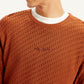 Men's Textured Rust Crew Neck Sweater