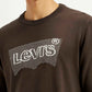 Men's Graphic Print Brown Round Neck Sweatshirt - Detail View