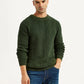 Men's Jacquard Dark Green Crew Neck Sweater - Styleshot View