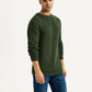 Men's Jacquard Dark Green Crew Neck Sweater - Side View
