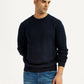 Men's Jacquard Navy Crew Neck Sweater - Styleshot View