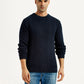Men's Jacquard Navy Crew Neck Sweater - Front View