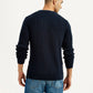 Men's Jacquard Navy Crew Neck Sweater - Back View