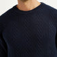 Men's Jacquard Navy Crew Neck Sweater - Detail View