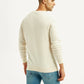 Men's Solid Cream Crew Neck Sweater - Back View
