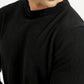 Men's Solid Black Crew Neck Sweater - Detail View