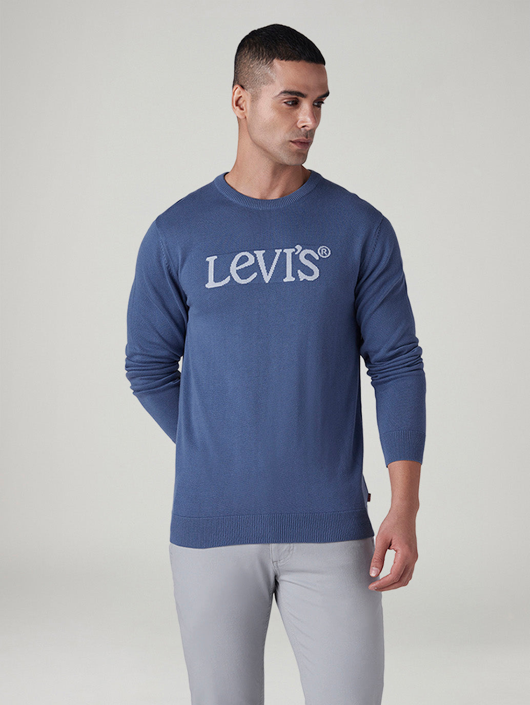 Men's Logo Printed Regular Fit Sweater - Front View