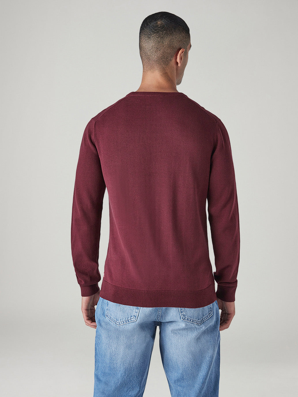 Men's Brand Logo Crew Neck Jersey Sweatshirt - Back View