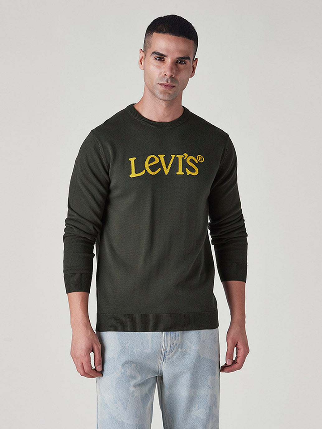 Men's Brand Logo Crew Neck Jersey Sweatshirt