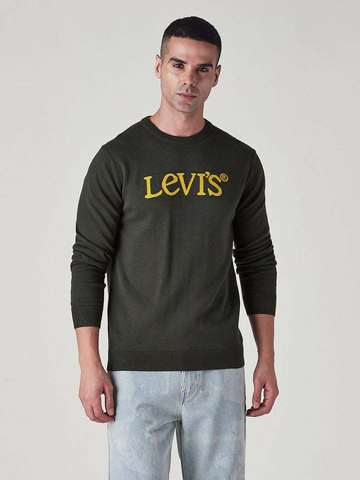 Men's Brand Logo Crew Neck Jersey Sweatshirt