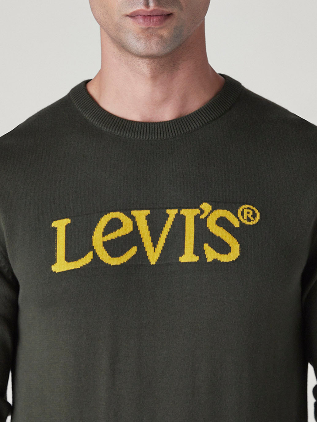 Men's Brand Logo Crew Neck Jersey Sweatshirt - Detail View