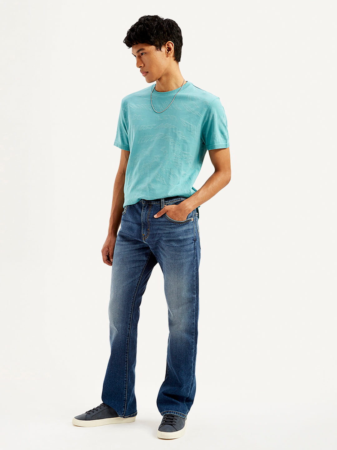 Men's 517 Dark Blue Bootcut Fit Mid Rise Jeans - 20 View