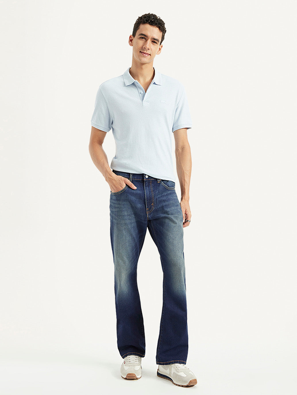 Men's 517 Navy Blue Bootcut Fit Mid Rise Jeans