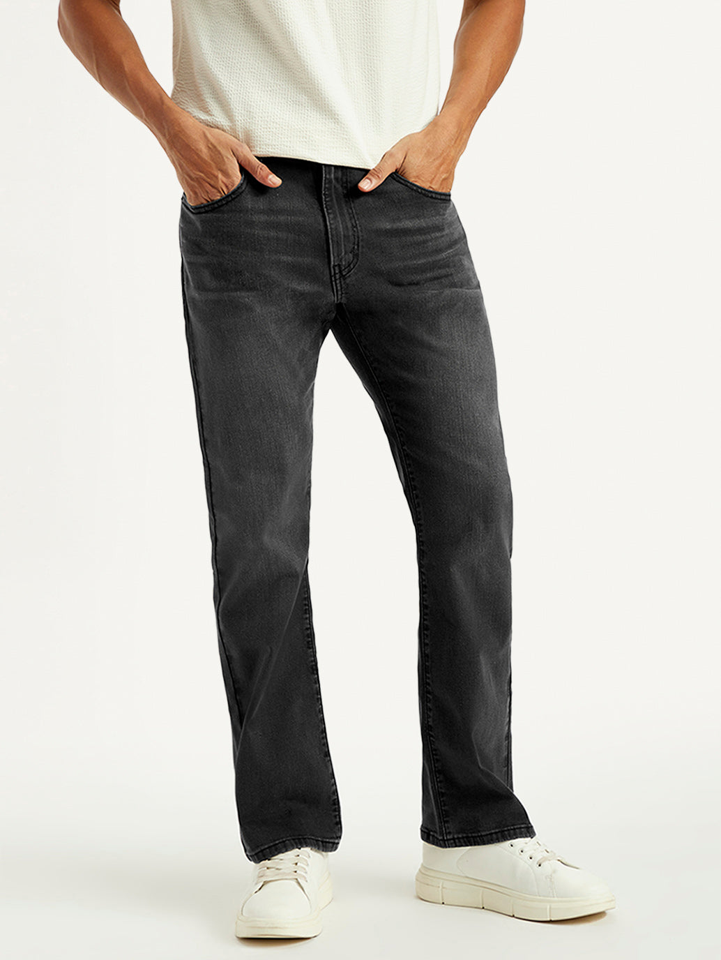 Men's 517 Charcoal Grey Bootcut Fit Mid Rise Jeans - Front View
