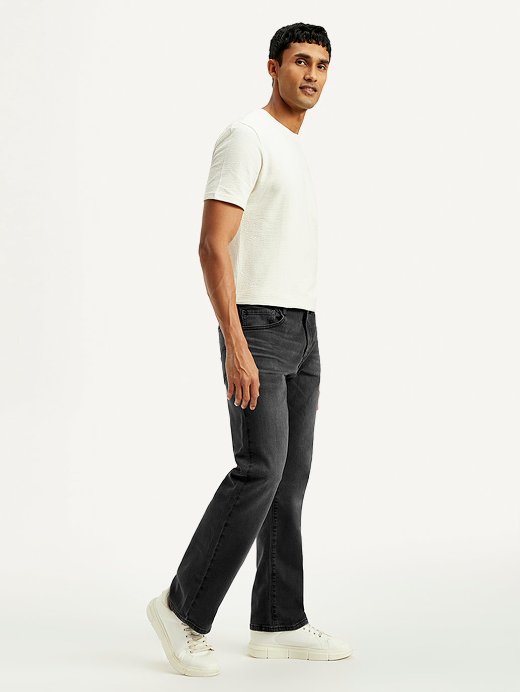 Men's 517 Charcoal Grey Bootcut Fit Mid Rise Jeans - Side View