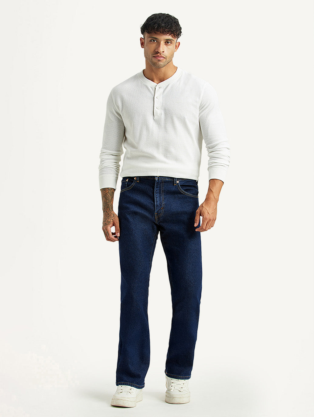 Men's 517 Dark Blue Bootcut Mid Rise Jeans - Front View