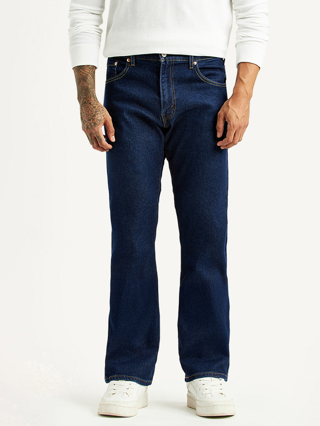 Men's 517 Dark Blue Bootcut Mid Rise Jeans - Front View