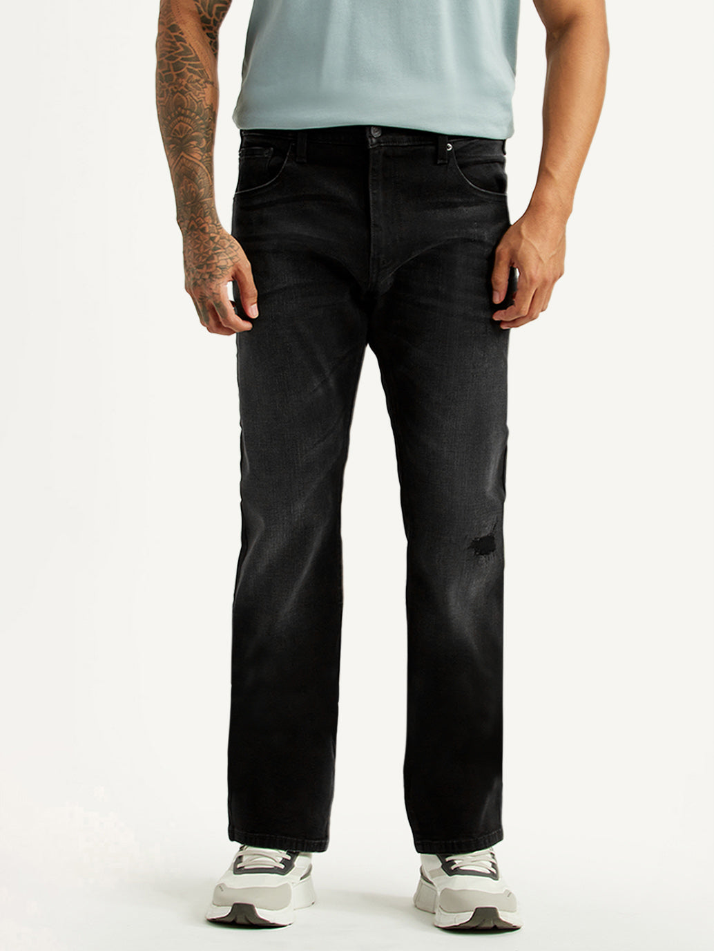 Men's 527 Black Bootcut Mid Rise Jeans - Front View