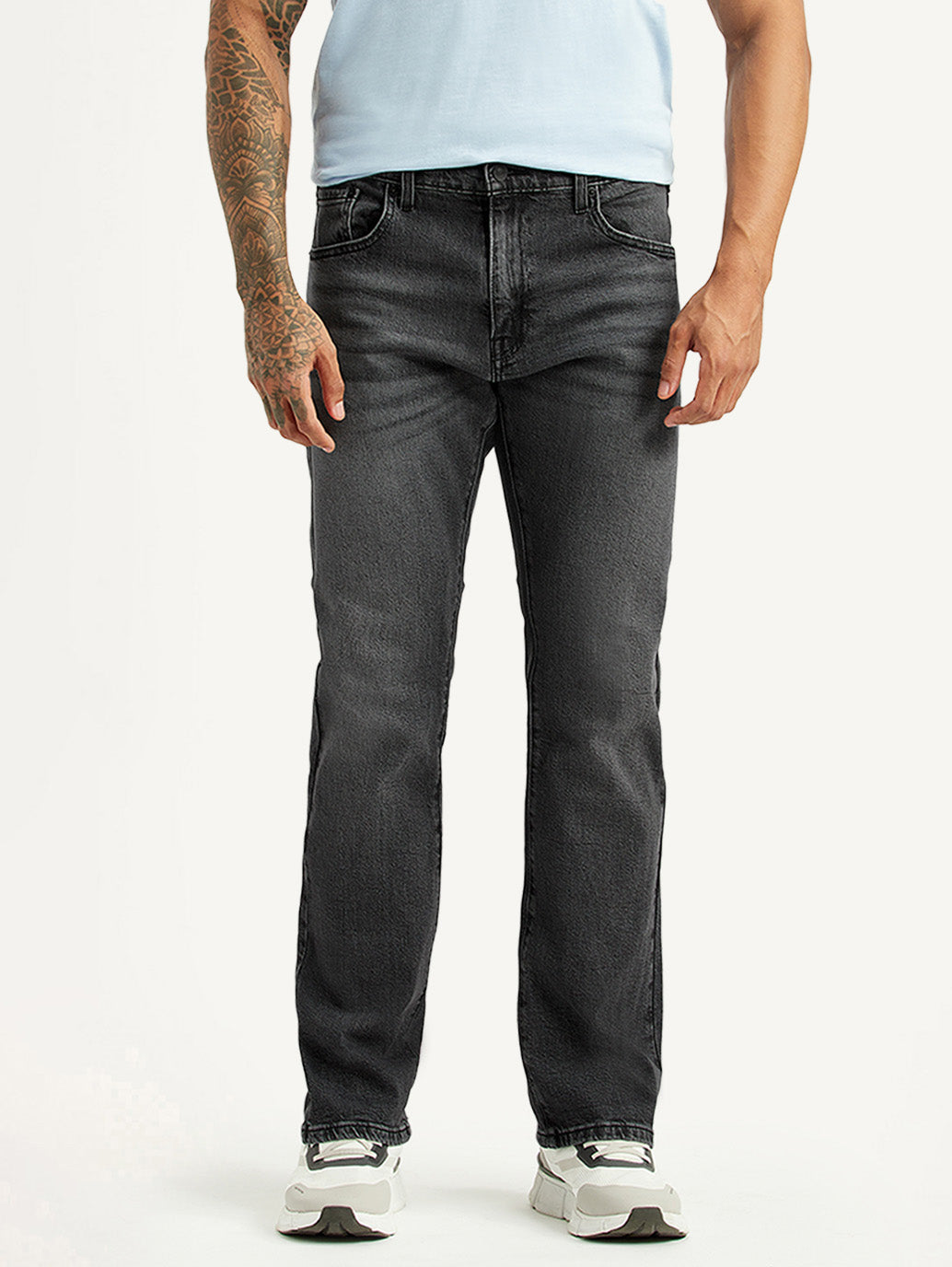 Men's 517 Charcoal Grey Bootcut Mid Rise Jeans - Front View
