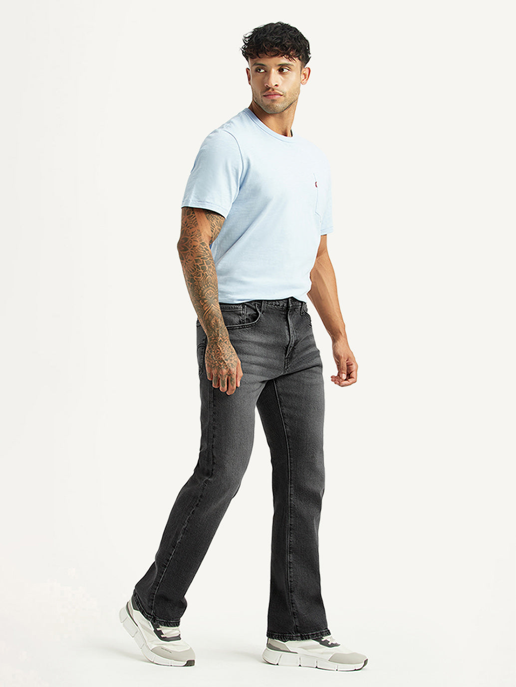 Men's 517 Charcoal Grey Bootcut Mid Rise Jeans - Side View