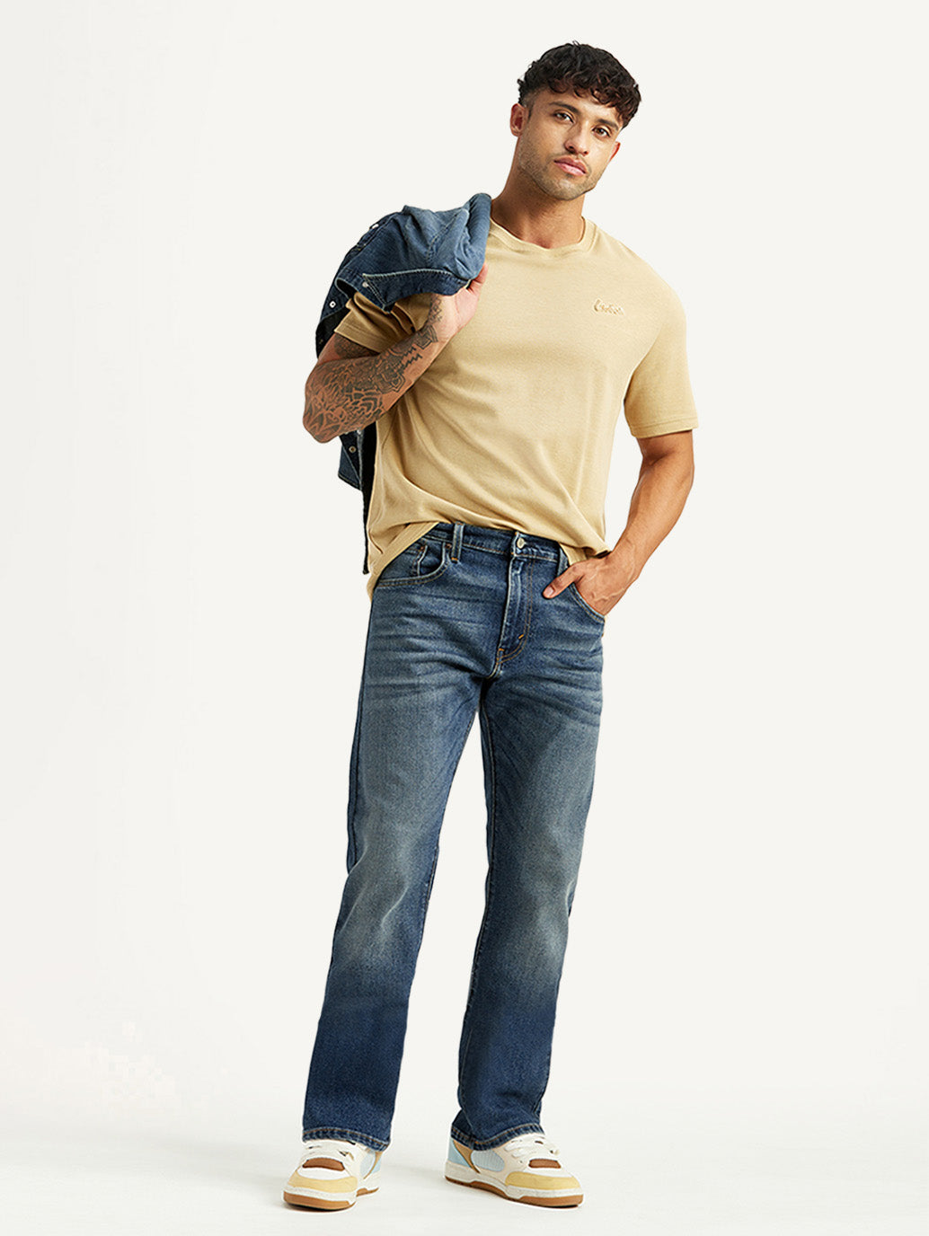 Men's Tinted 517 Blue Bootcut Mid Rise Jeans