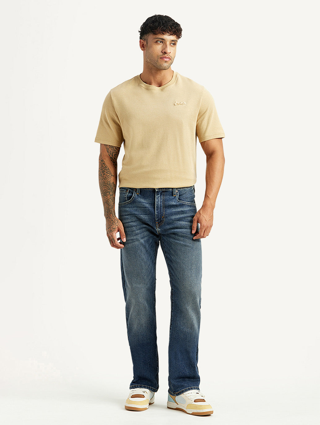 Men's Tinted 517 Blue Bootcut Mid Rise Jeans - Front View