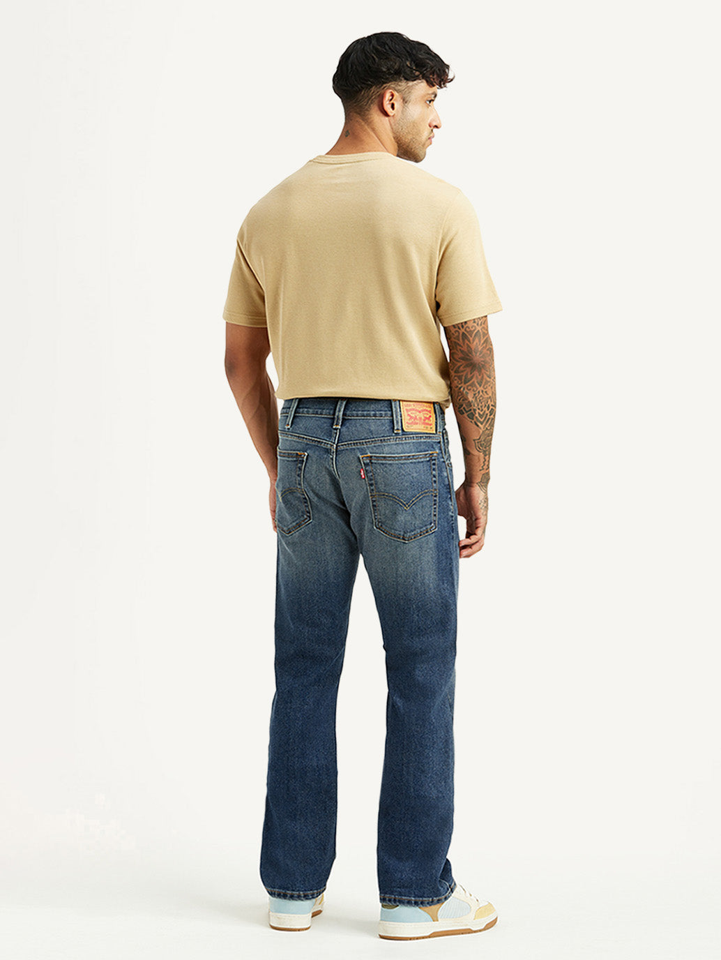 Men's Tinted 517 Blue Bootcut Mid Rise Jeans - Back View