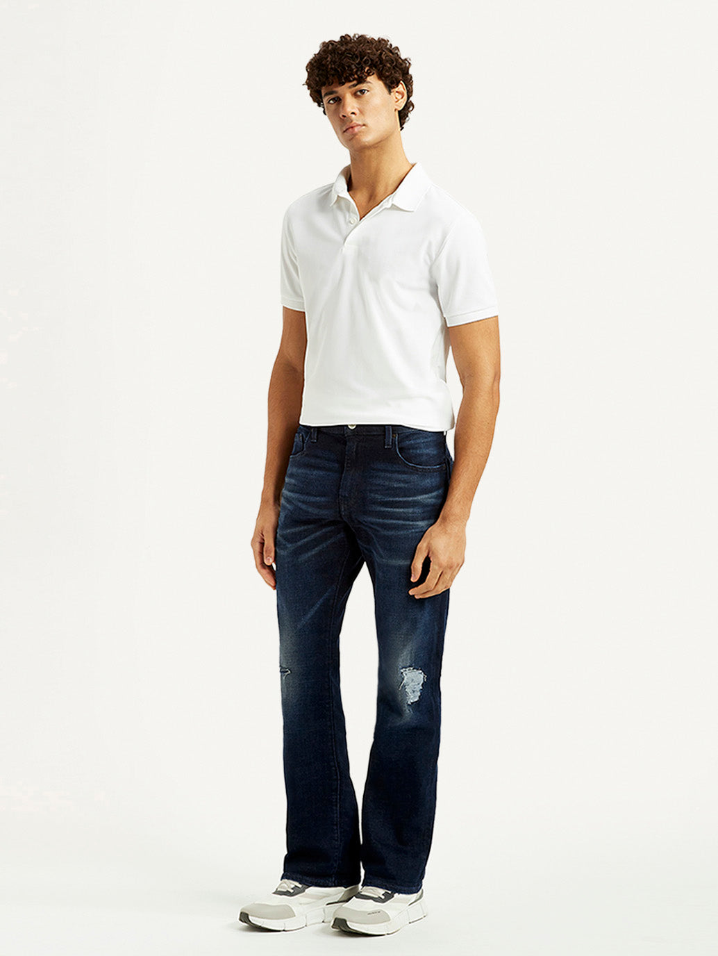 Men's 517 Dark Blue Bootcut Fit Mid Rise Selvedge Jeans - Side View