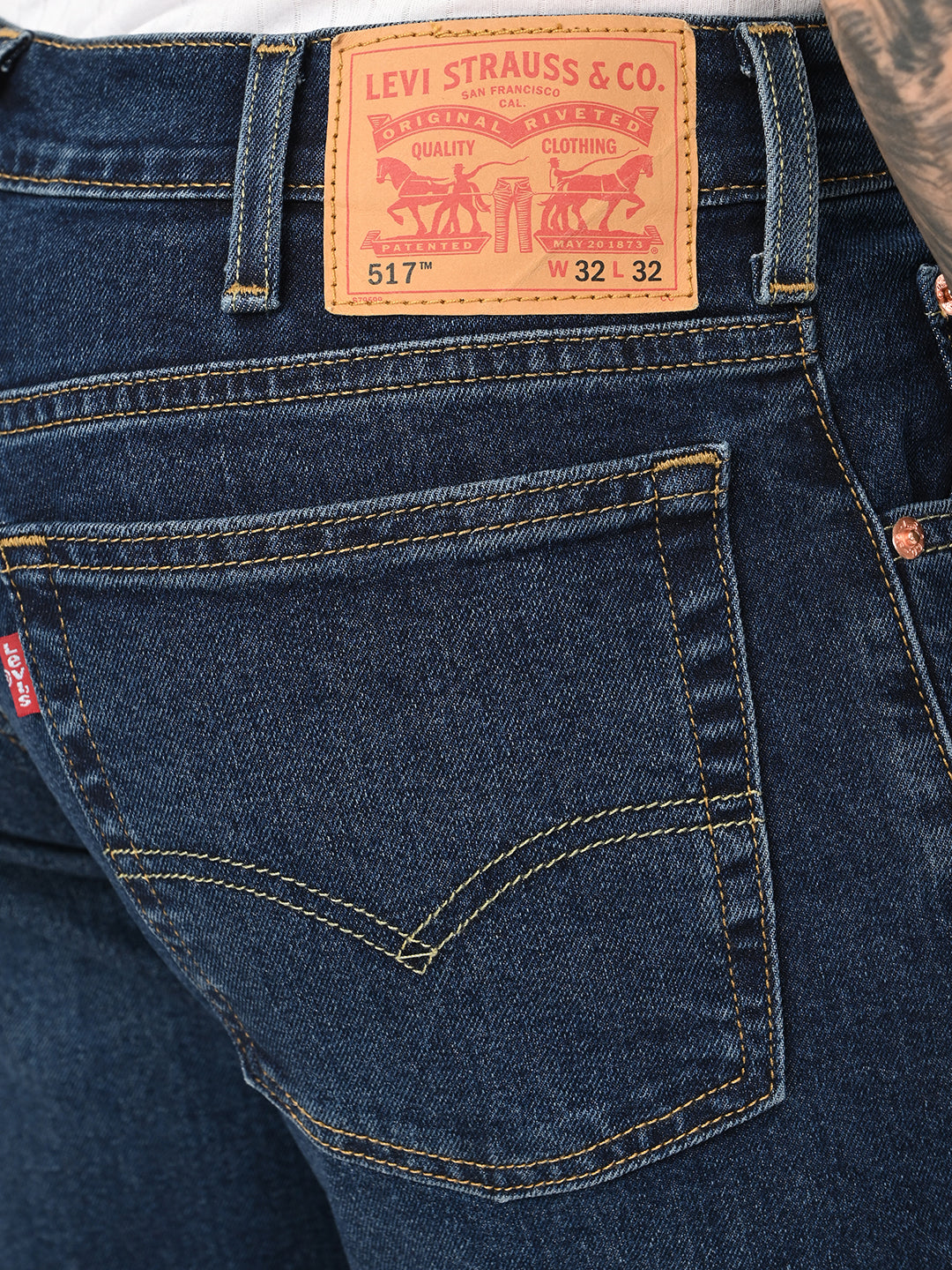 Men's 517 Dark Blue Bootcut Fit Mid Rise Jeans - 163820122 View