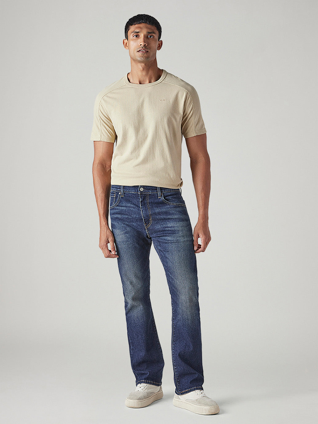 Men's 517 Dark Indigo Bootcut Fit Mid Rise Kooltex Jeans - Front View