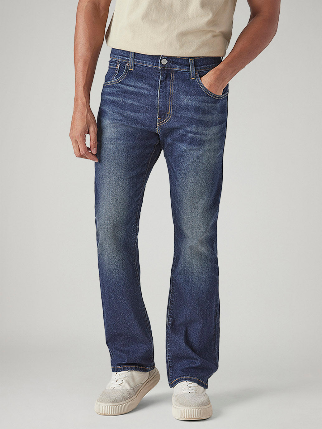 Men's 517 Dark Indigo Bootcut Fit Mid Rise Kooltex Jeans - Front View